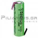 Rechargeable batter Ni-MH ΑΑ 1.2V 1500mAh With Soldering Lugs