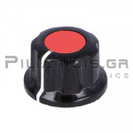 Knob 6.35mm Ø20(16.5)x11mm Red Plastic with Indicator