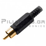 CONNECTOR RCA APΣΕΝΙΚΟ ΠΛAΣTIKO EΠIXΡΥΣΟ  MAYPO