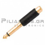 Adaptor Jack 6.3mm Mono Male to 1xRCA Female Gold Plated