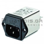 Connector AC Chassis Male + Fuse with Filter 6Α/250VAC