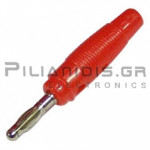 Banana 4mm | Plug | 10A | 35VAC - 70Vdc | with Screw | Ni Brass | Red