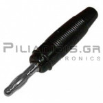 Banana 4mm | Plug | 10A | 35VAC - 70Vdc | with Screw | Ni Brass | Black