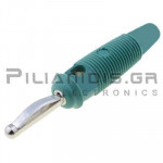 Banana 4mm | Plug | 30A | 30VAC - 60Vdc | Solder | Ni Brass | Green