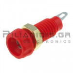 Banana Socket 4mm |  Ø11.2/(8)mm | 10A | 30VAC 30Vdc | Brass | Red