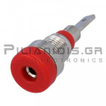 Banana Socket 2mm |  Ø8.4/(6.0)mm | 10A | 30VAC - 60Vdc | Solder | Ni Brass | Red