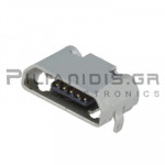 Connector USB micro B 5pin(Επίχρυσα) Θηλυκό PCB SMT/THT Γωνία 90℃