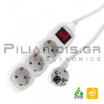 Power strip schuko 3x1.50mm 3 socket with switch and 5.0m cable white