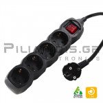 Power strip schucko 3x1.50mm 4 socket with switch and 1.5m cable black