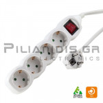 Power strip schucko 3x1.50mm 4 socket with switch and 5.0m cable white