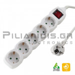 Power strip schucko  3x1.50mm 5 sockets with Switch + 1.5m Cable White
