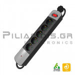 Power strip schucko 3x1.50mm 5 sockets with switch and 5.0m cable black with protection