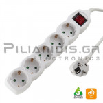 Power strip schuko 3x1.50mm 5 socket with switch and 3.0m cable white