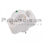 Σούκο Adaptor  1 Αρσενικό -  2 Θηλυκό διπολικό & 1 Σούκο με προστασία Λευκό
