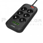 Power strip schucko 6 socket & 4 USB (3.4A) with switch and 2.0m cable Black