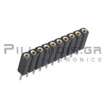 Pin header THT 2.54mm Θηλυκό Ίσιο 1x10pins Επίχρυσο