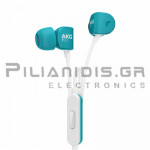 Ακουστικά Stereo Ψείρες 20Hz - 20KHz 115dB/38Ω 1.15m + MIC Τιρκουάζ