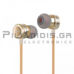 Ακουστικά Ψείρες (20Hz - 20KHz) + MIC 1.20m με Ρυθμιστή Ήχου Χρυσό