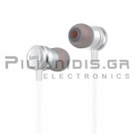 Wired Earphones (20Hz - 20KHz) + MIC 1.20m With Regulatior Sound Silver