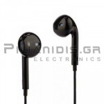 Ακουστικά Ψείρες (20Hz - 20KHz) + MIC 1.20m για Apple με Ρυθμιστή Ήχου Μαύρο