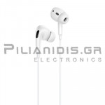 Ακουστικά Ψείρες (20Hz - 20KHz) + MIC 1.20m για Apple(Lightning)  με Ρυθμιστή Ήχου Λευκό