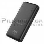 PowerBank 10000mAh | QC3.0 | 20W | Out: 1xUSB 1x Type C | Li-Poly | Μαύρο