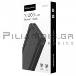 PowerBank 10000mAh | με Φ/Β | Ασυρματη Φόρτιση & Φακό | Out: 1xUSB 1x Type C | Li-Poly | Μαύρο