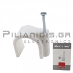 Στήριγμα Καλωδίων (Ρόκα)  22/45 | Καρφί: Ø2.5mm | 50Τεμάχια | Λευκό