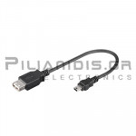 USB B mini Cable Male - USB A Female 0.20m