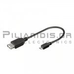 USB B Micro Cable Male - USB A Female 0.20m