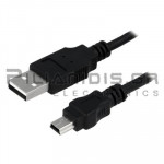 USB Cable A Male - USB B Mini Male 3.0m Black