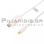 Καλώδιο v1.0 Mini DisplayPort Αρσενικό - HDMI Αρσενικό  1.0m Επίχρυσα