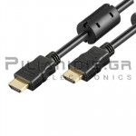 Καλώδιο 1.4v HDMI Αρσενικό - HDMI Αρσενικό 2.0m Ethernet + Φερίτες