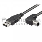 USB 2.0 Cable A Male - USB B Male 90℃ 2m Black