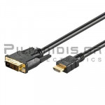 DVI-D Cable (18+1) Male - HDMI Male 5.0m Gold Plated