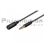 Cable 3.5mm 4pin Male - 3.5mm 4pin Female 1.5m Black