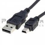 Καλώδιο USB 2.0 Αρσενικό - USB B mini Αρσενικό 1.5m Μαύρο