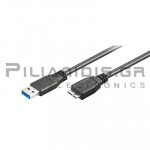 USB 3.0 Cable Male - USB B micro Male 1.8m Black