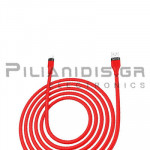 Καλώδιο USB Αρσενικό - Lightning 1.2m Κόκκινο Silicone