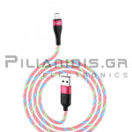 Καλώδιο USB Αρσενικό - Lightning 1.0m 2.4Α Κόκκινο