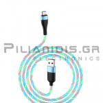 USB Cable Male - Micro USB 1.0m 2.4A Blue