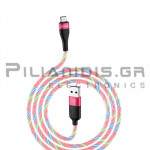 USB Cable Male - Micro USB 1.0m 2.4A Red