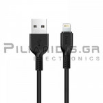 Καλώδιο USB Αρσενικό - Lightning (Apple) 1.0m Μαύρο