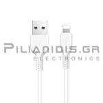 Καλώδιο USB Αρσενικό - Lightning (Apple) 1.0m Λευκό
