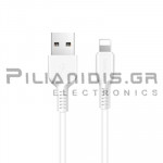 Καλώδιο USB Αρσενικό - Lightning (Apple) 2.0m Λευκό