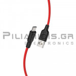 Καλώδιο USB Αρσενικό - Micro USB 1.0m Σιλικόνης Κόκκινο