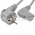 Power Supply Cable Schuko Angle - IEC Female Angle 2.5m Grey
