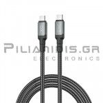 Καλώδιο Type-C Αρσενικό - Type-C Αρσενικό | 2.0m | 240W PD (48V/5A) | Μαύρο