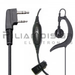 Μικρόφωνο πέτου + Ακουστικό ρυθμιζόμενο PTT (2pin Standard) Γωνιακό