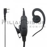 Μικρόφωνο πέτου + Ακουστικό PTT με Καλώδιο Υφασμάτινο (2pin Kenwood L)